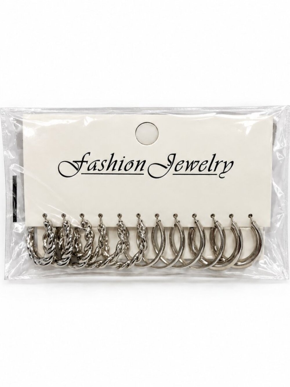 NWT Silver Tone Hoop Earrings Set Twisted & Classic Fashion Jewelry